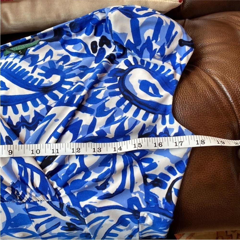 Lauren Ralph Lauren Blue & White Print Fit & Flare Dress Size 6 NWOT - Picture 5 of 9